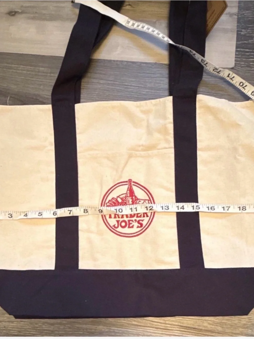 Canvas Tote Bag in Cream with Black Trim